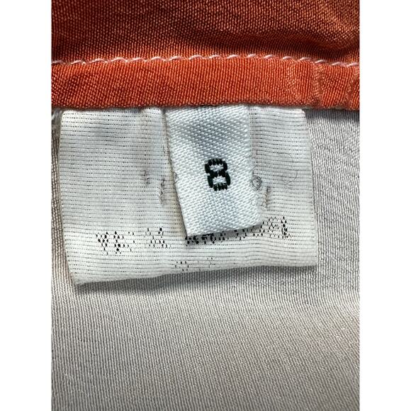 Yigal Azrouel Orange Multicolor Cold Shoulder 3/4 Sleeve Silk Blouse Top Sz 8 - Picture 4 of 8